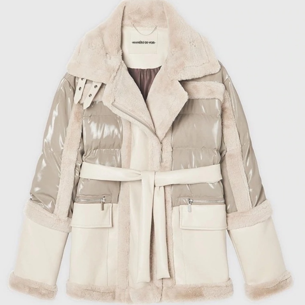 High Shine Faux Leather Puffer Jacket